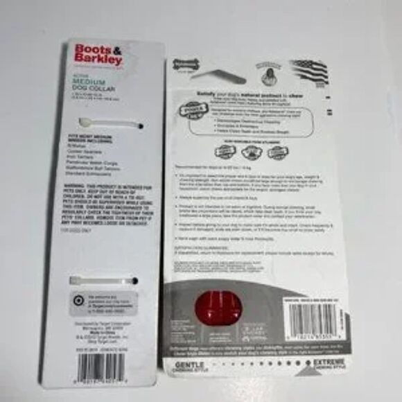 Dog Collar Blue with Teal Stripes by Boots & Barkley Medium and Red Nylabone NEW - Picture 4 of 7